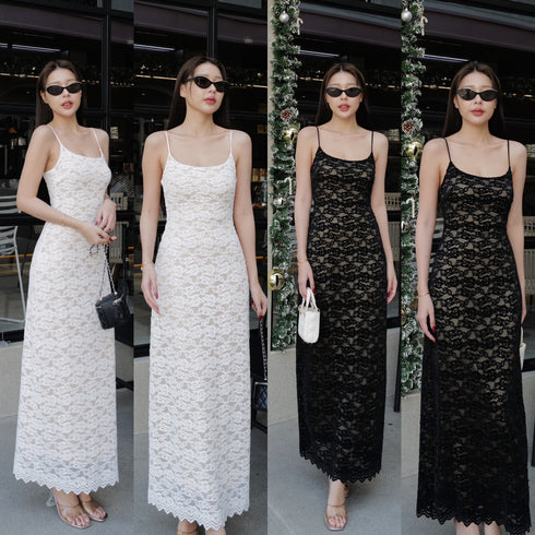 Spaghetti Straps Low Neck Long Maxi Dress